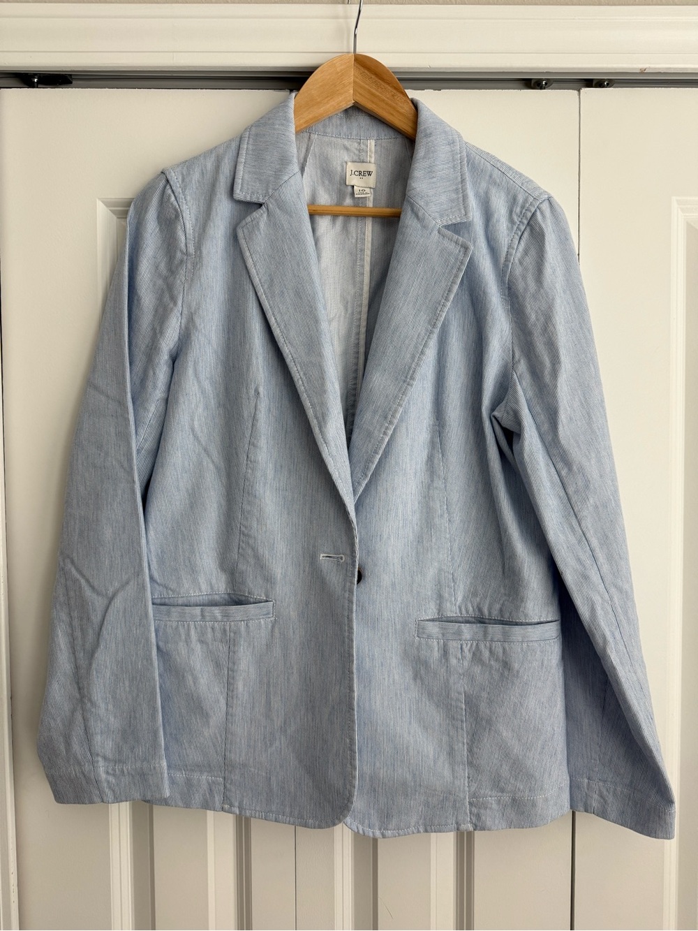J. Crew Light Blue Cotton Blend Single-Button Blazer